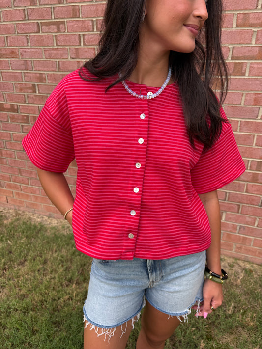 Camille Red Striped Top