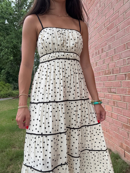Polka Dot Tie Back Midi Dress