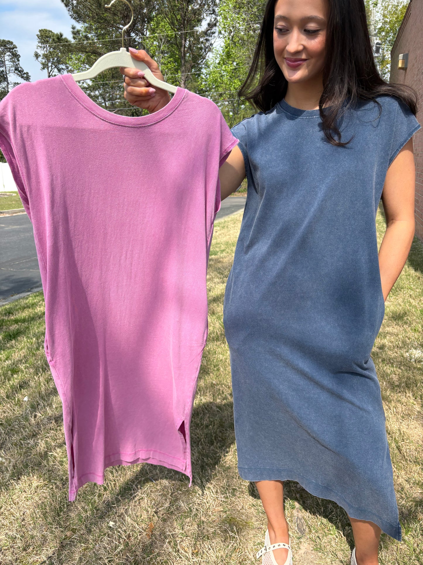 Mineral Washed Midi Dresses