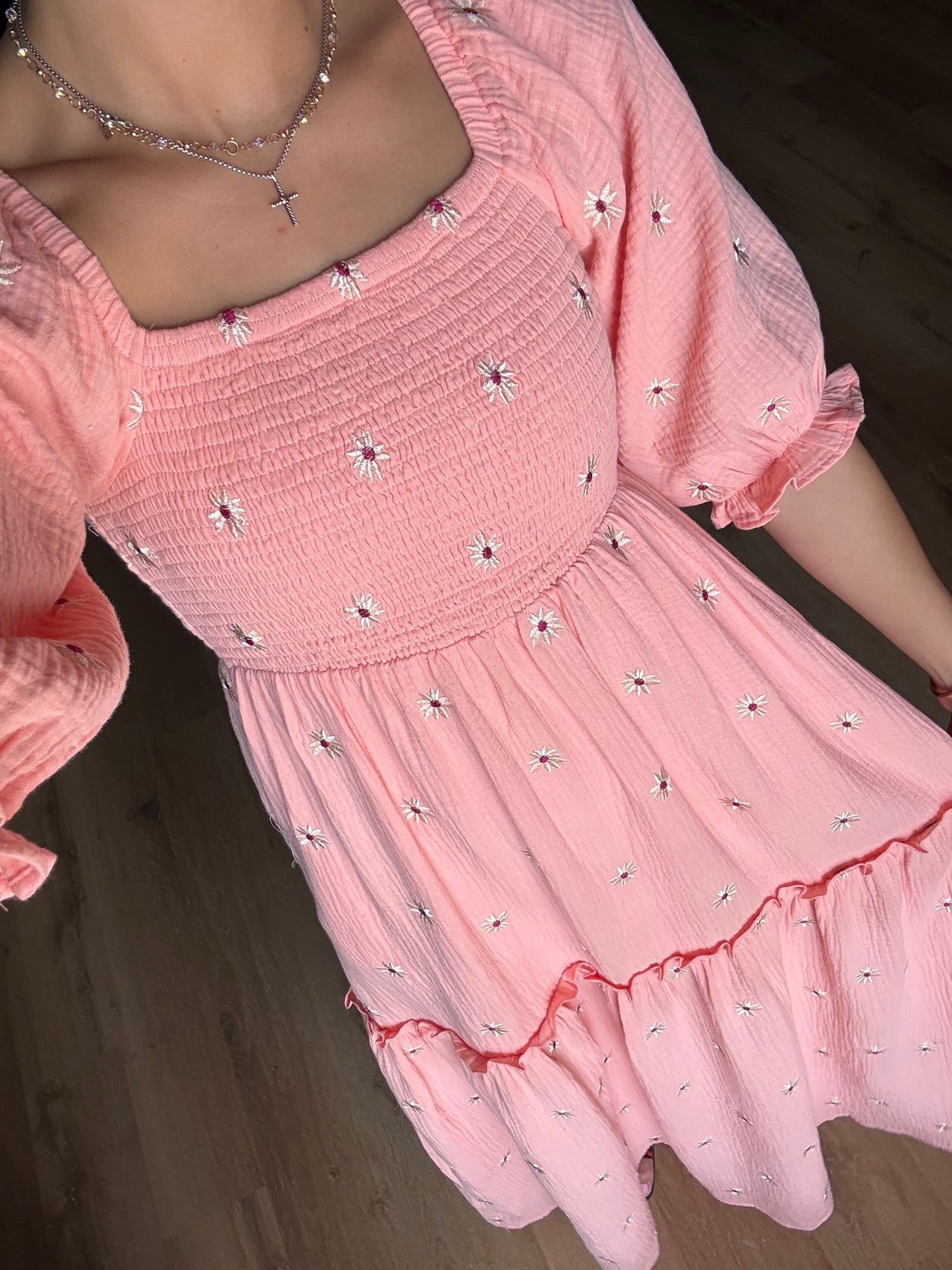 Bailey Peach Embroidered Maxi Dress