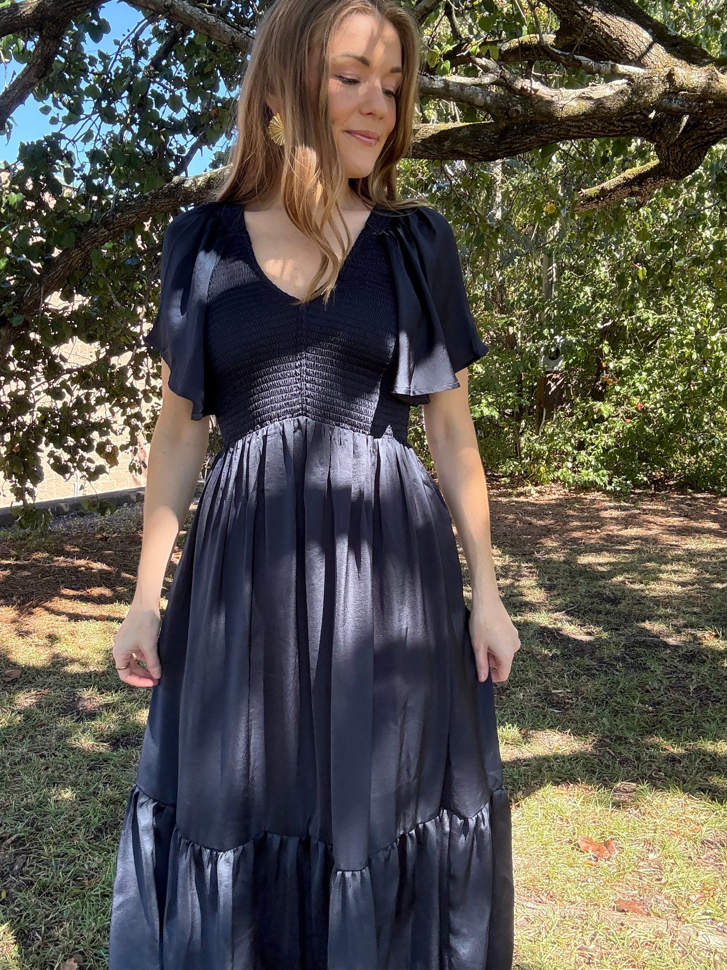 Midnight Satin Maxi Dress