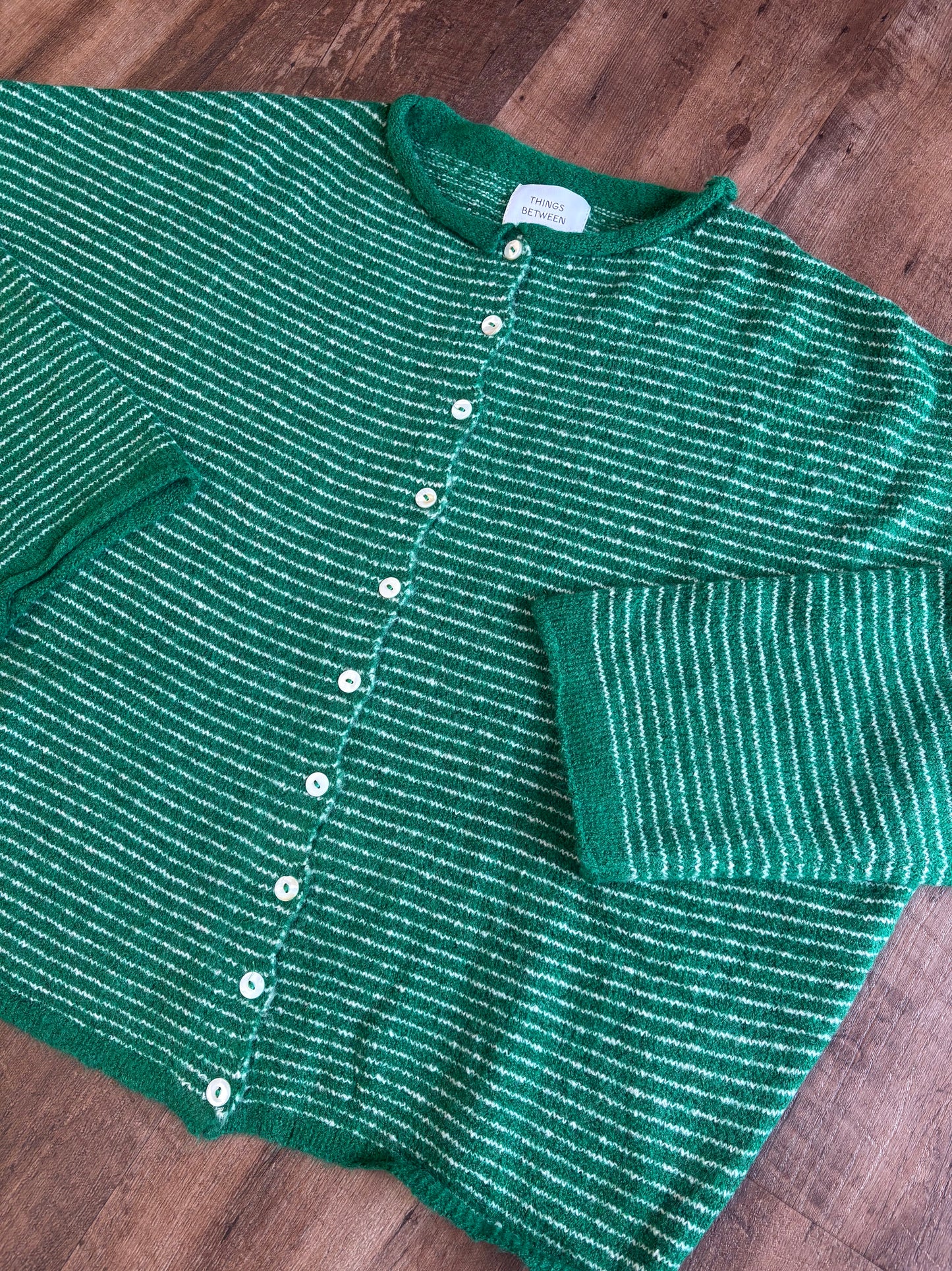Kelly Green Pinstripe Piper Cardigan