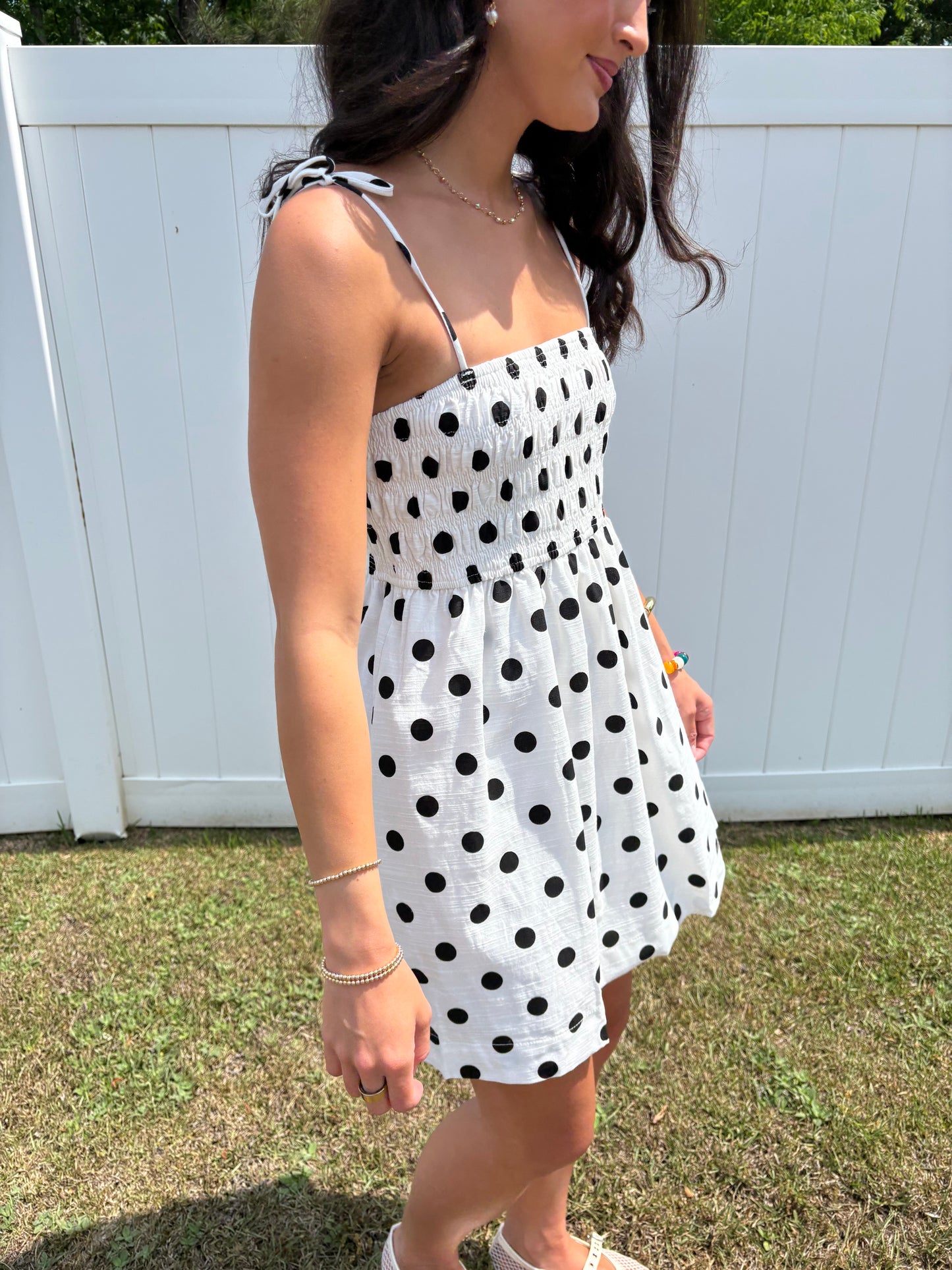 Polka Dot Smocked Mini Dress