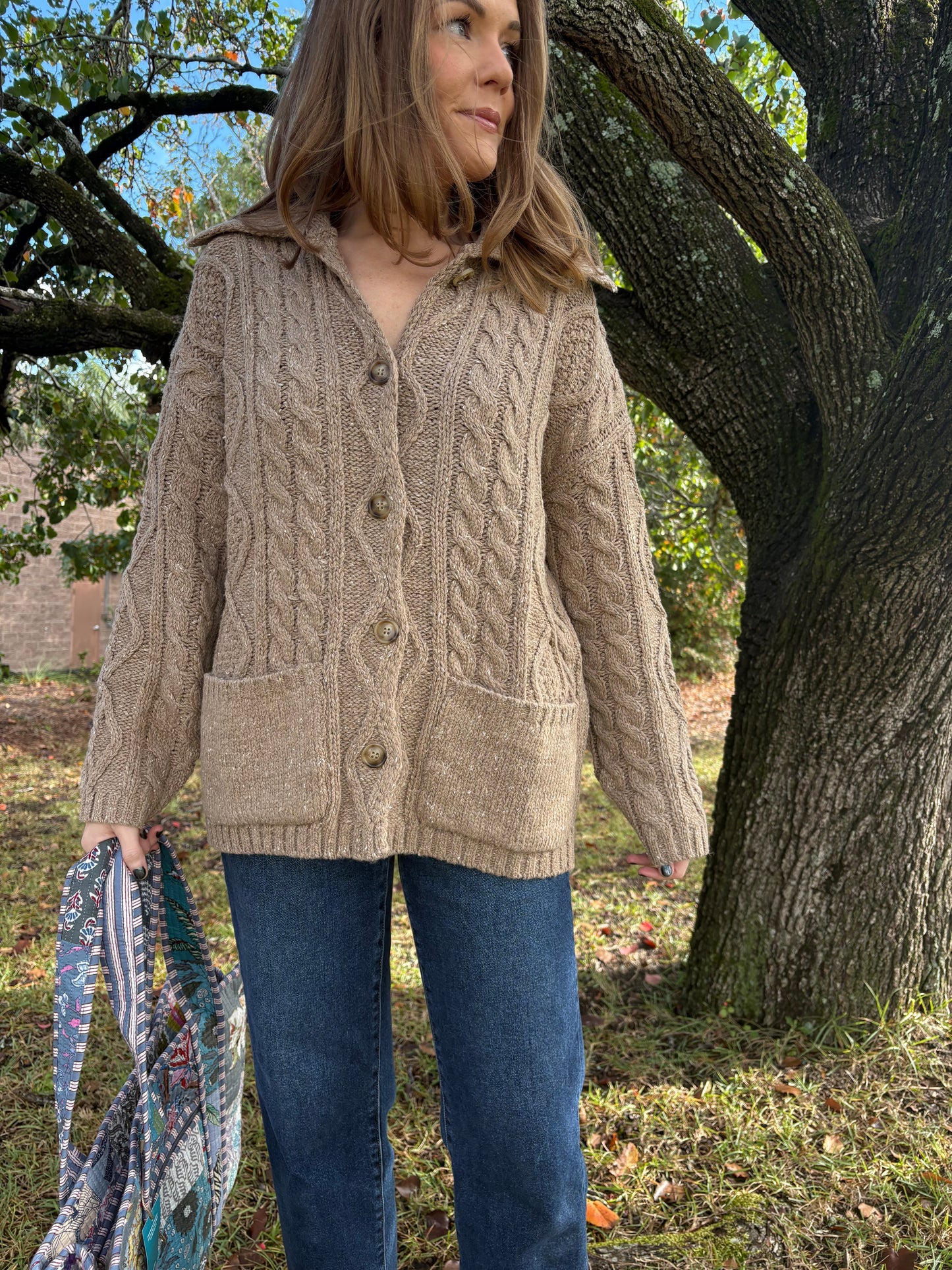 Clara Oversized Taupe Cardigan