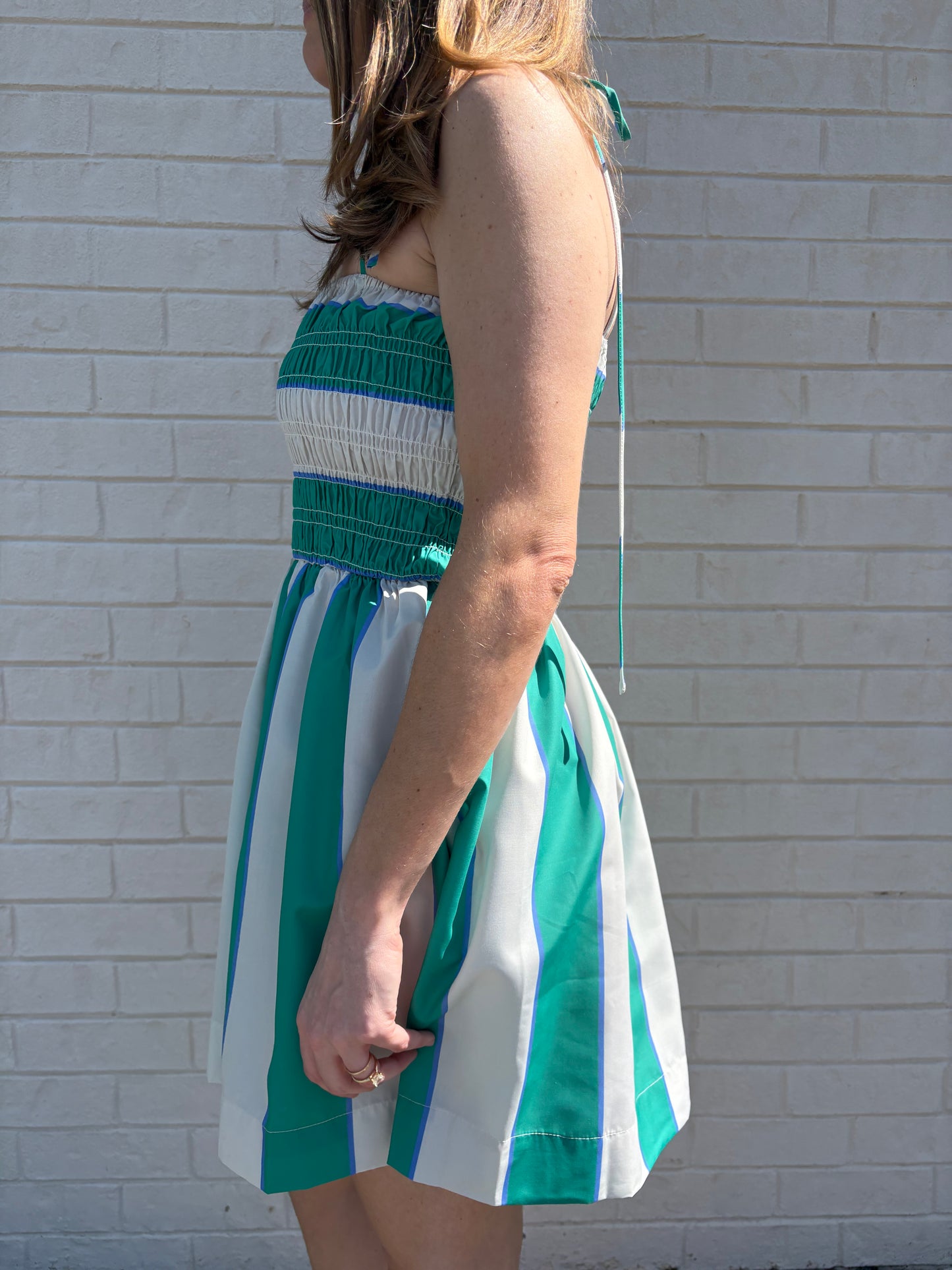 Bogey Green Striped Mini Dress