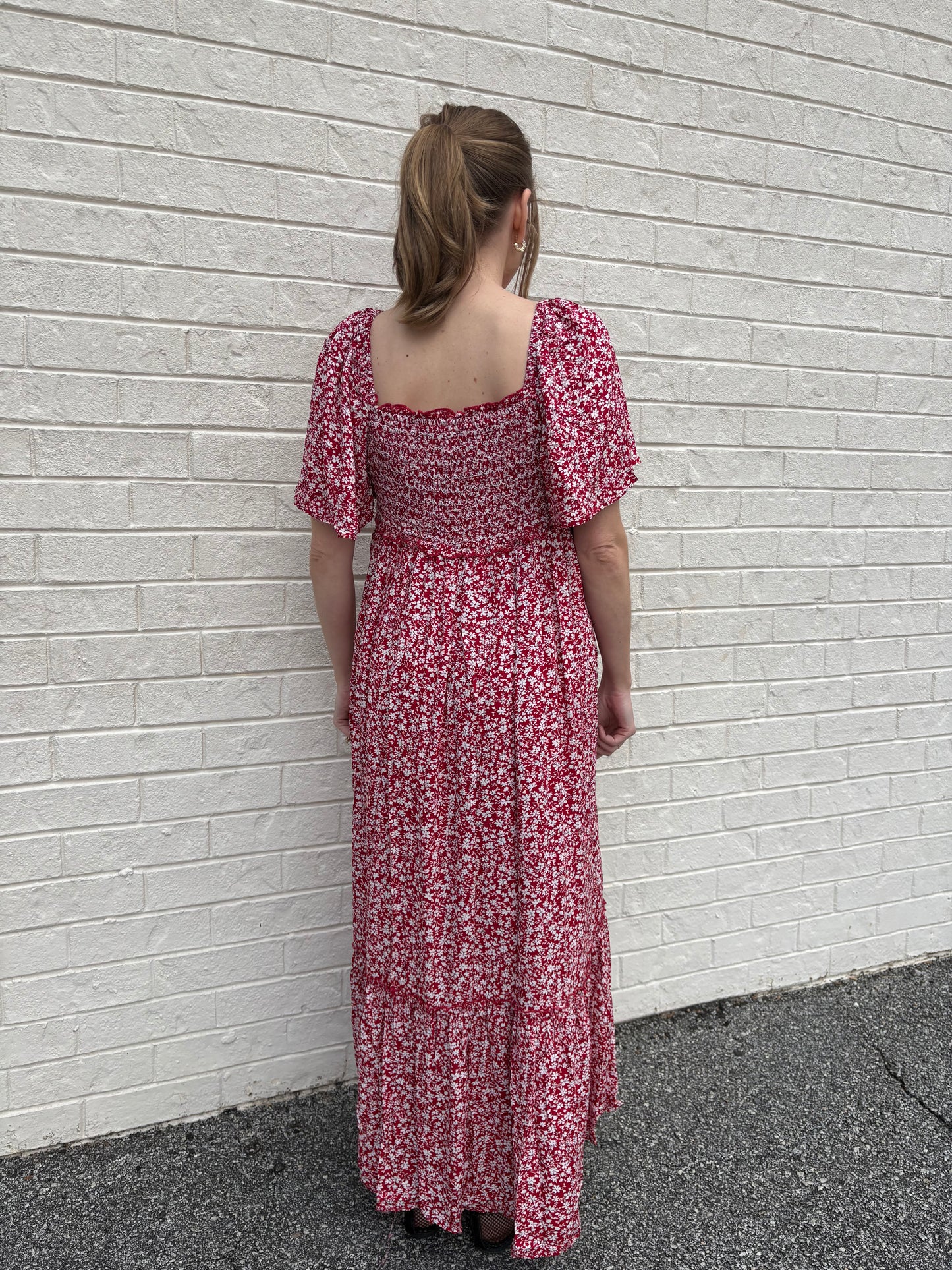 Redwood Flutter Sleeve Maxi Dress