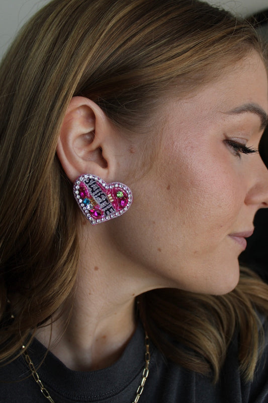 Pink Beaded Studs