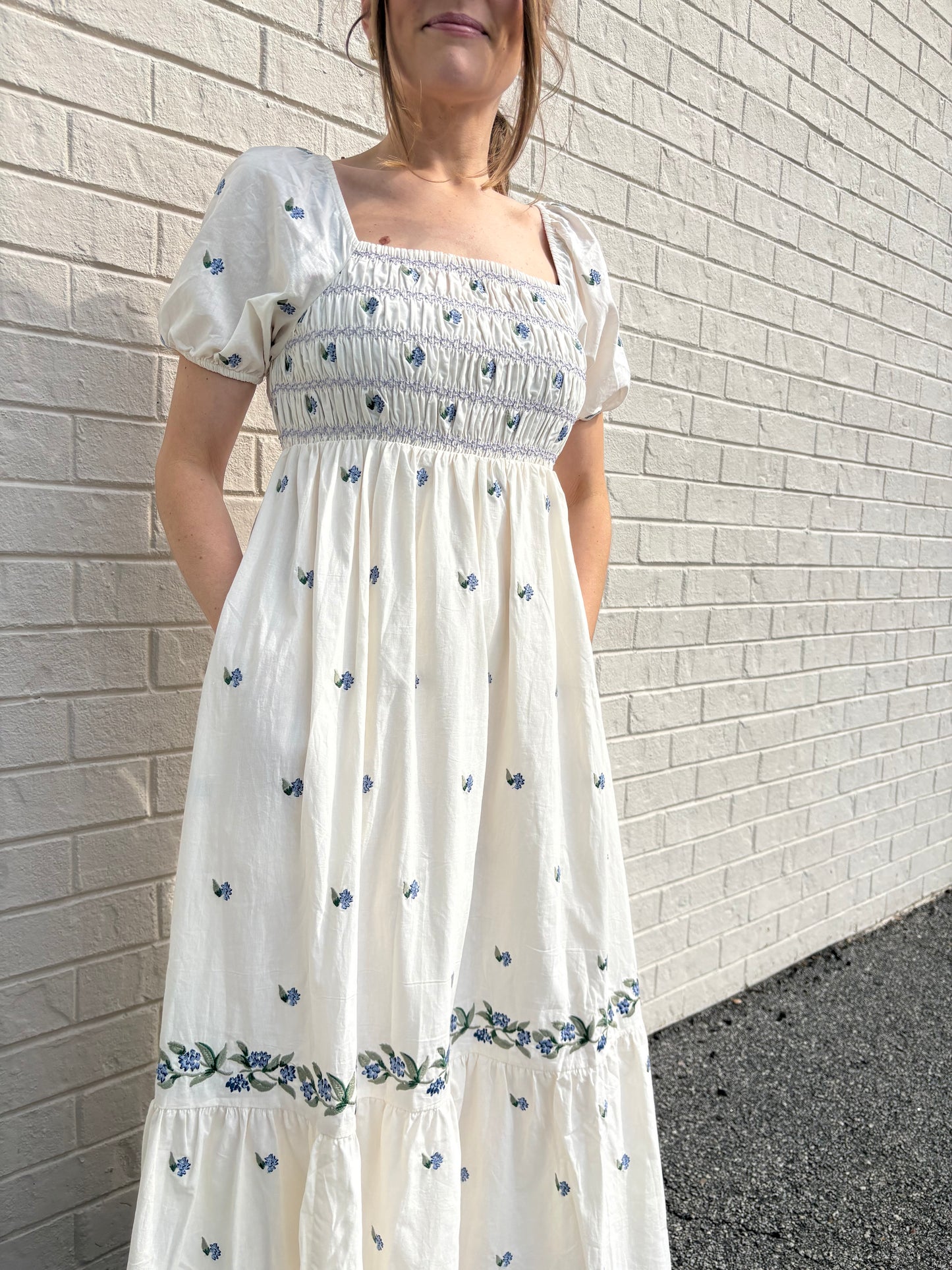 Ivory Embroidered Cotton Maxi Dress