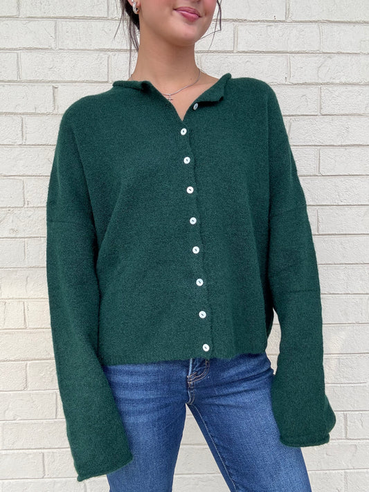 Forest Green Piper Cardigan
