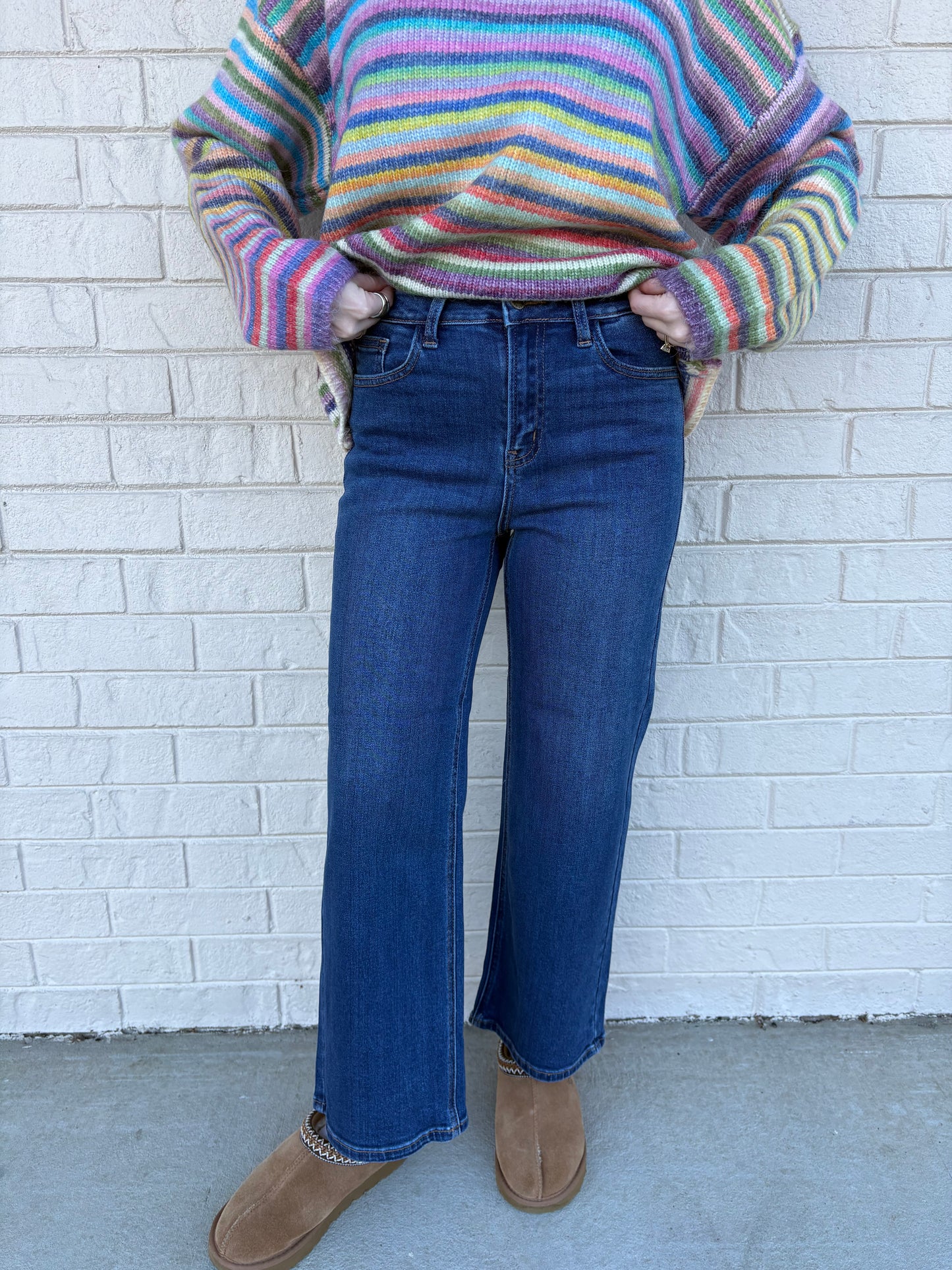 Slim Wide Leg Dark Denim