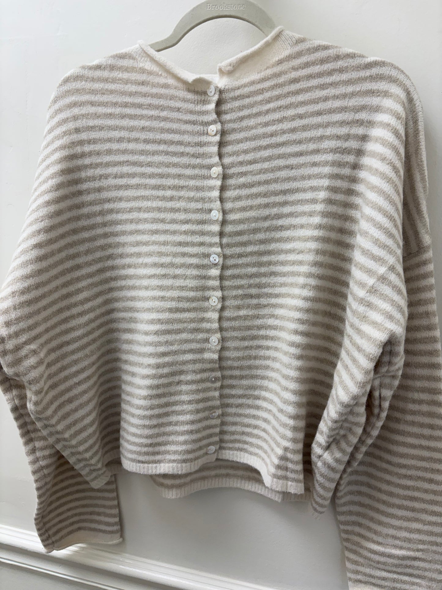 Beige Striped Piper Cardigan