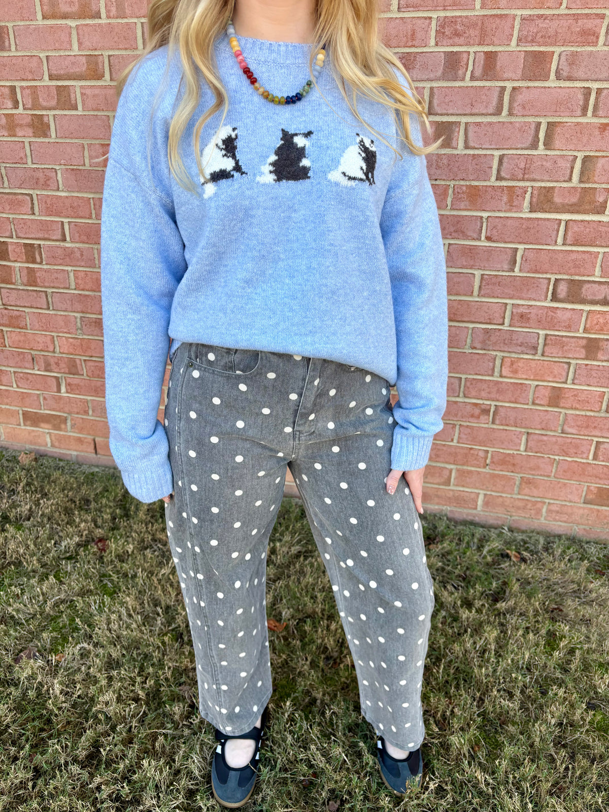 Charcoal Dottie Denim Pants