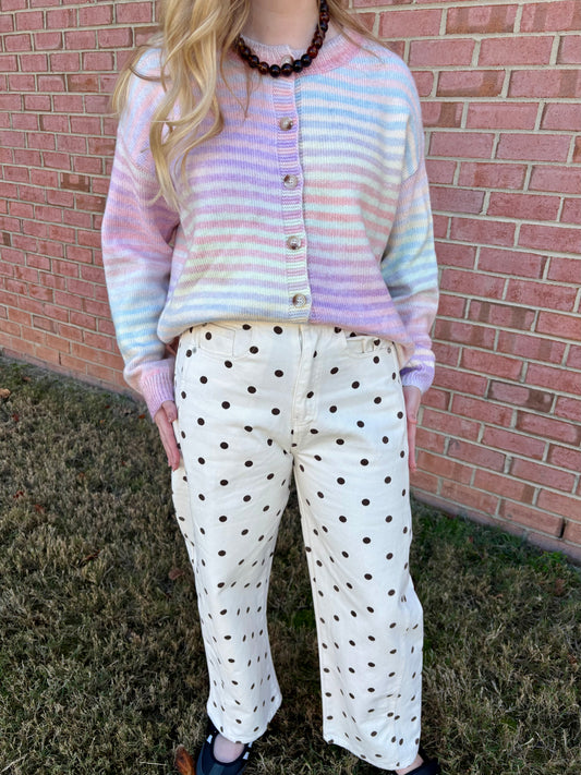 Cream Dottie Denim Pants
