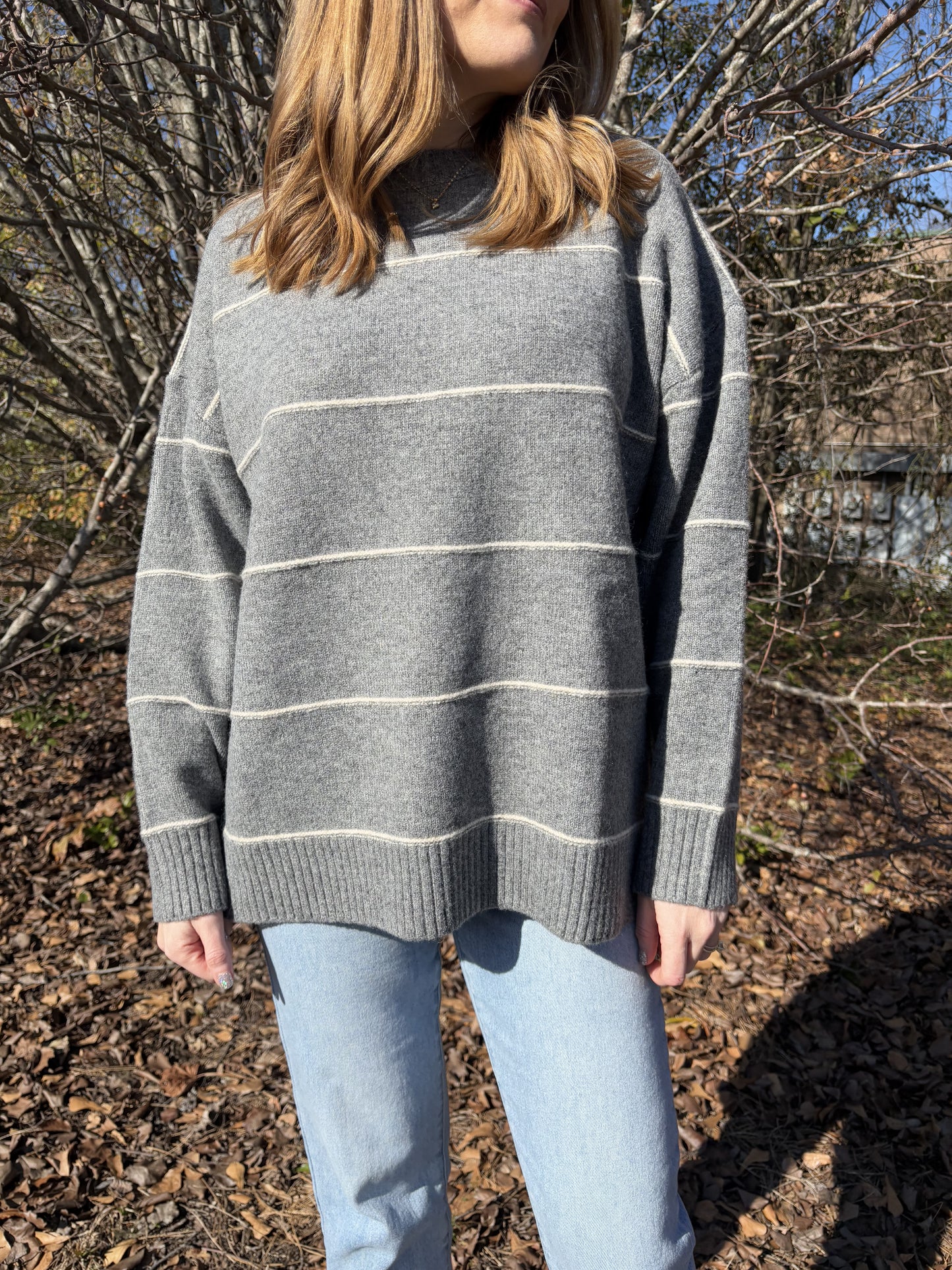 Grey Striped Sweater