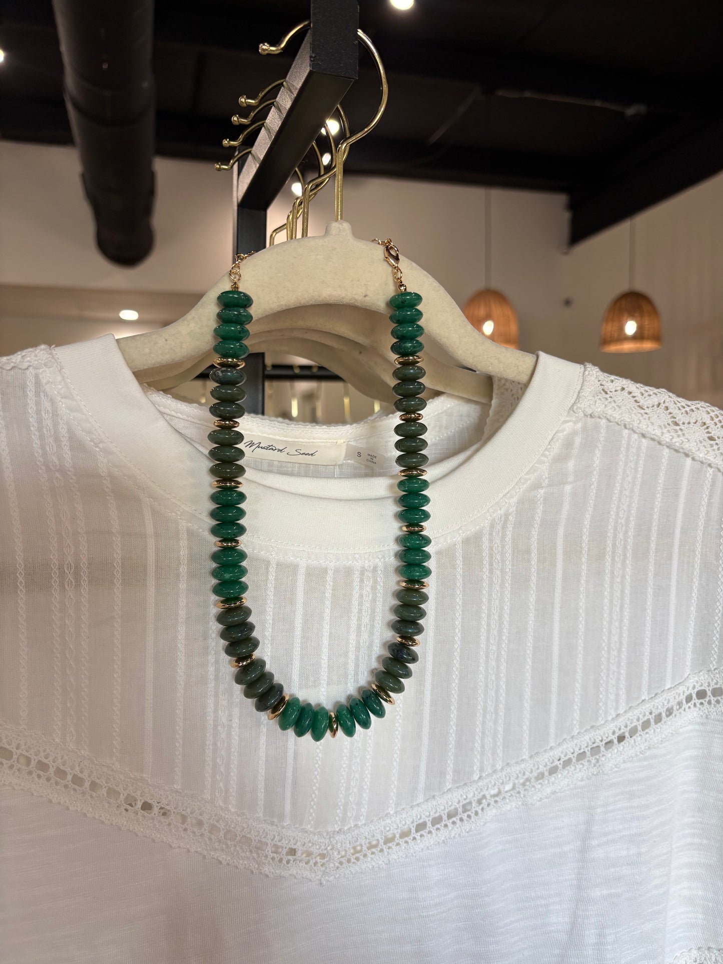 Emerald Beaded Statement Necklace