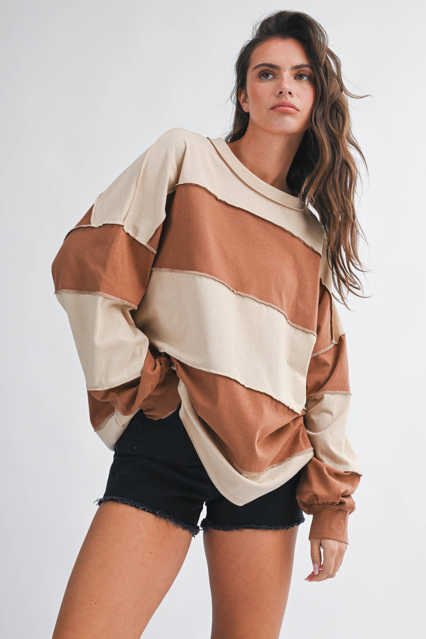 Contrast Striped Long Sleeve Top