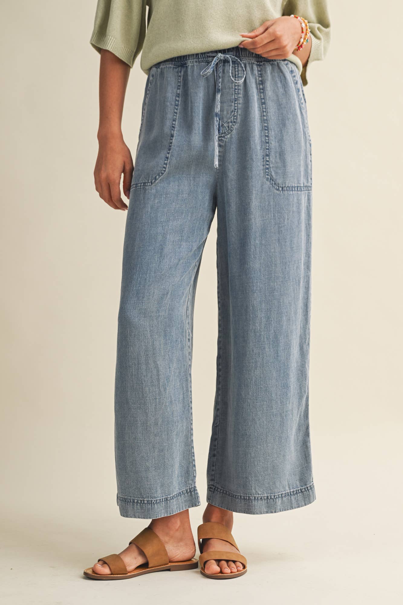 Everyday Washed Denim Soft Wide Leg Pants