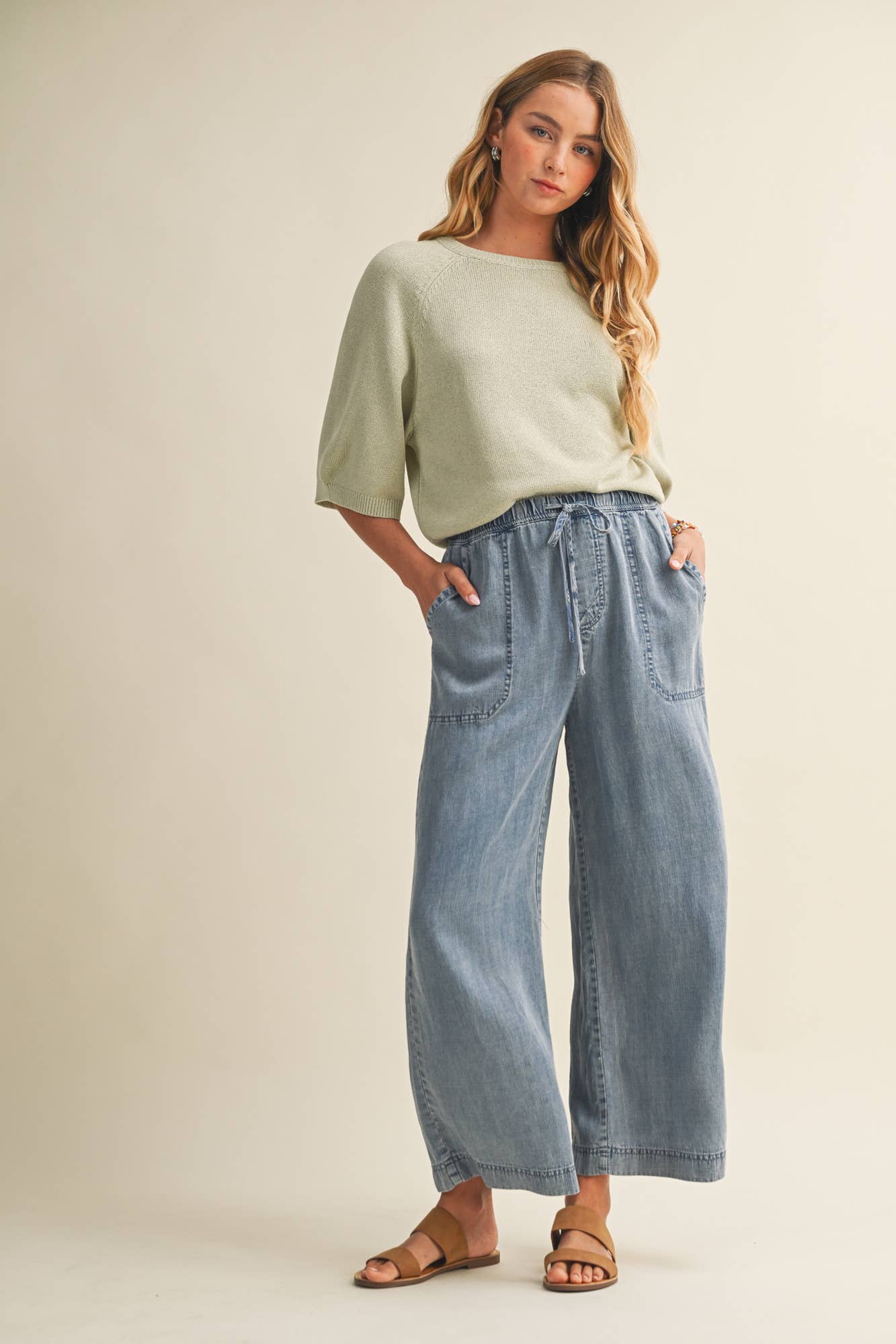 Everyday Washed Denim Soft Wide Leg Pants