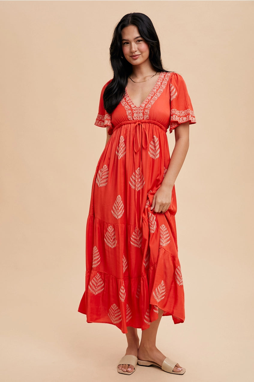 Chili Embroidered Maxi Dress