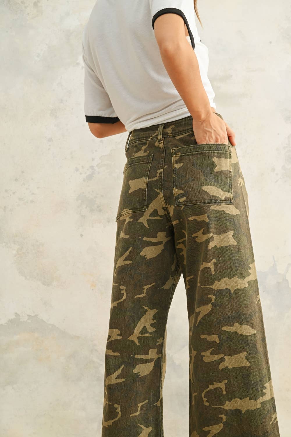Camouflage Print Denim Pants