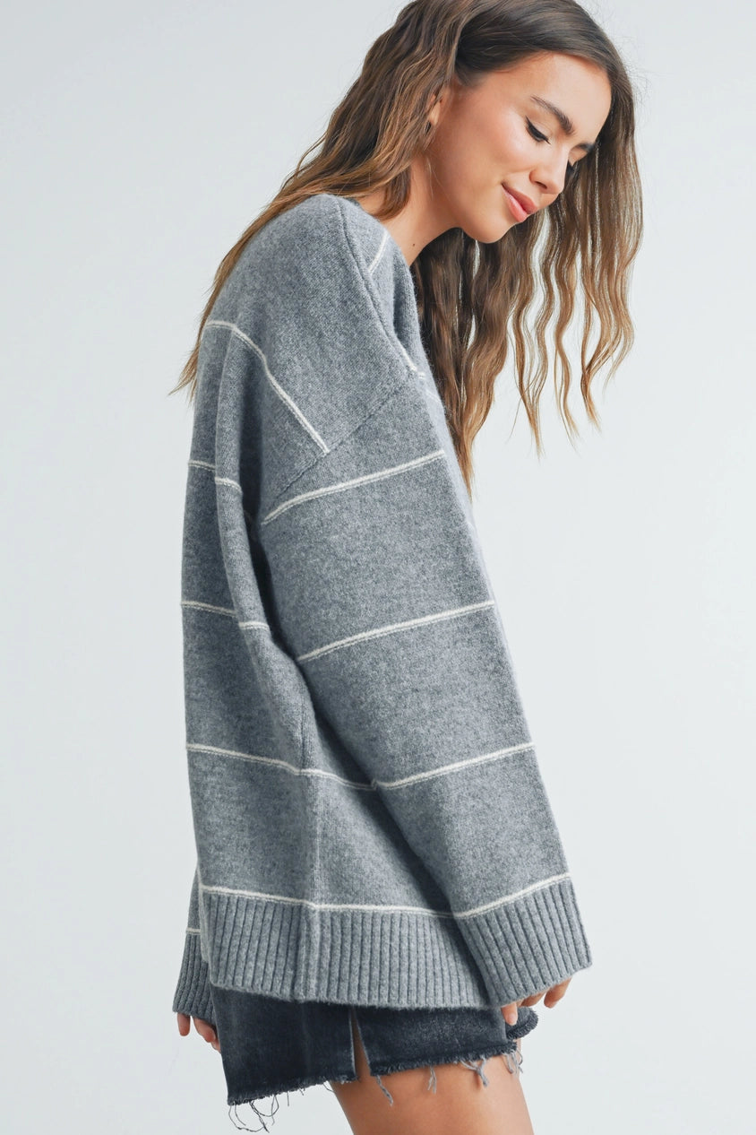 Grey Striped Sweater