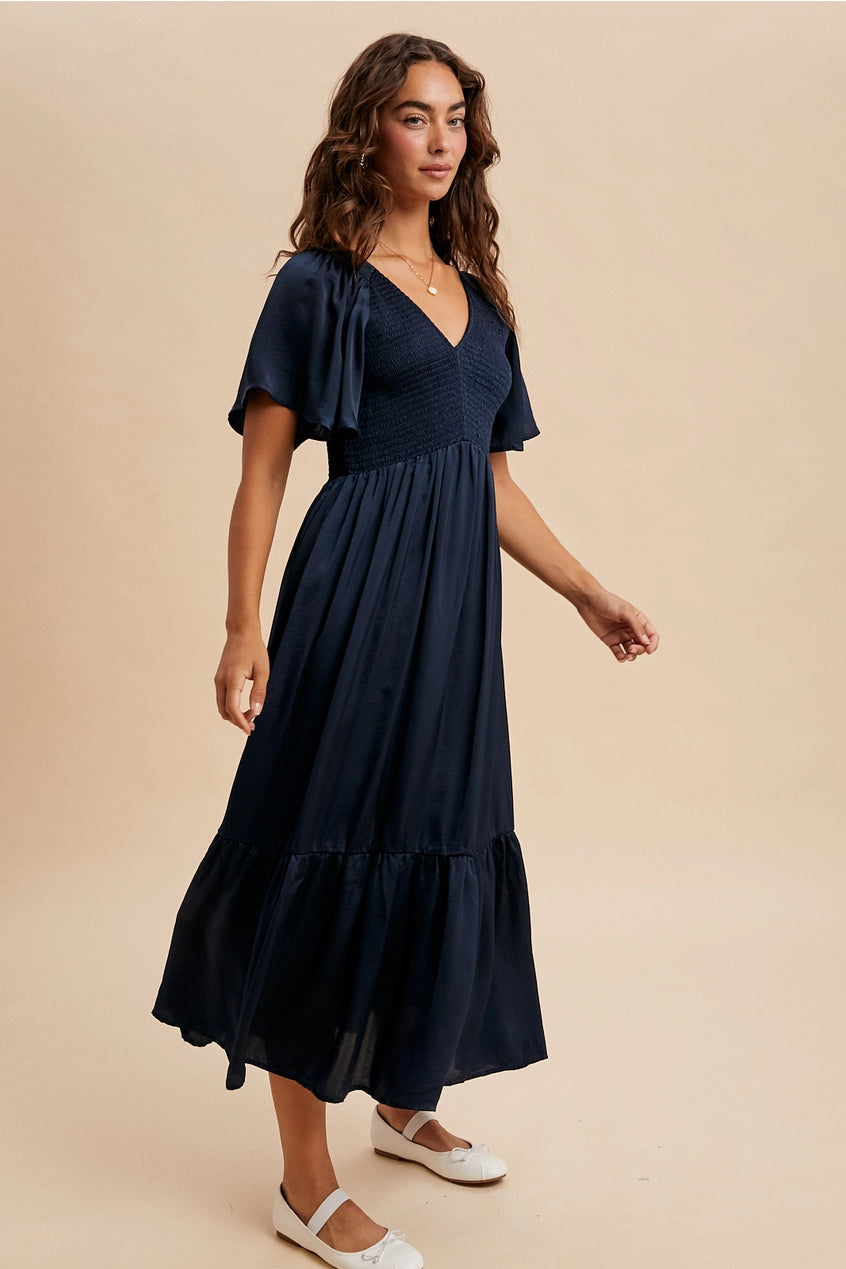 Midnight Satin Maxi Dress
