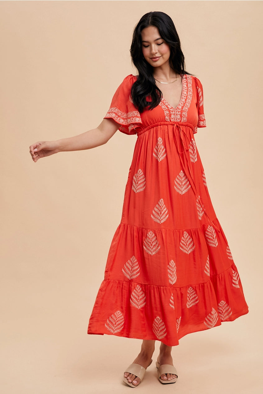 Chili Embroidered Maxi Dress