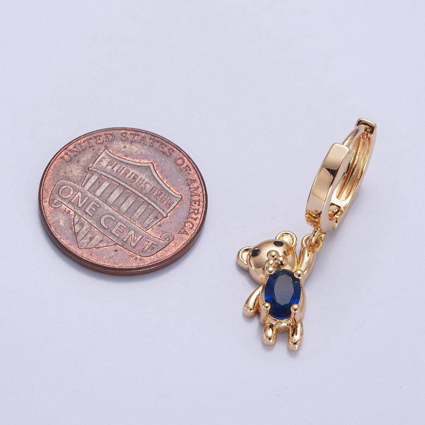 Gold Filled Teddy Bear Huggie Earring