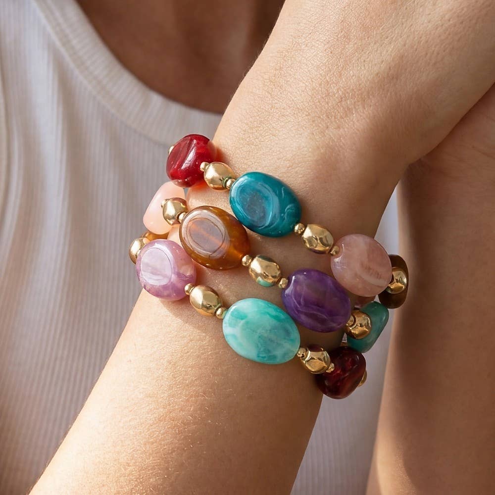 Irregular Marble Resin Beaded Bracelet