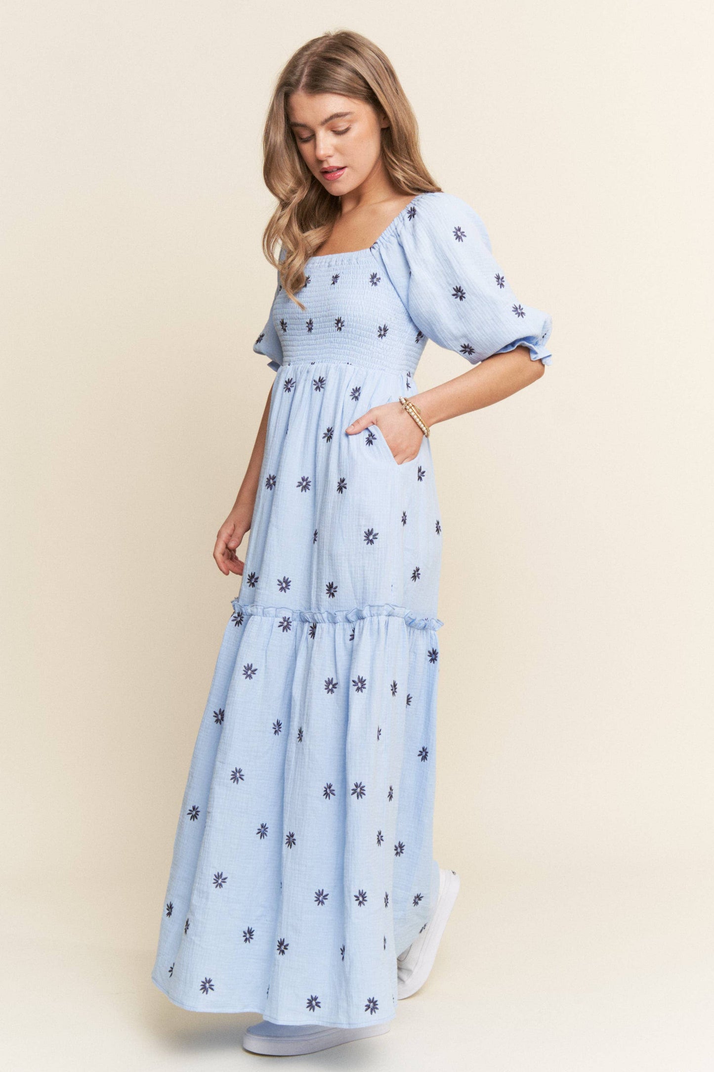 Bailey Blue Embroidered Maxi Dress