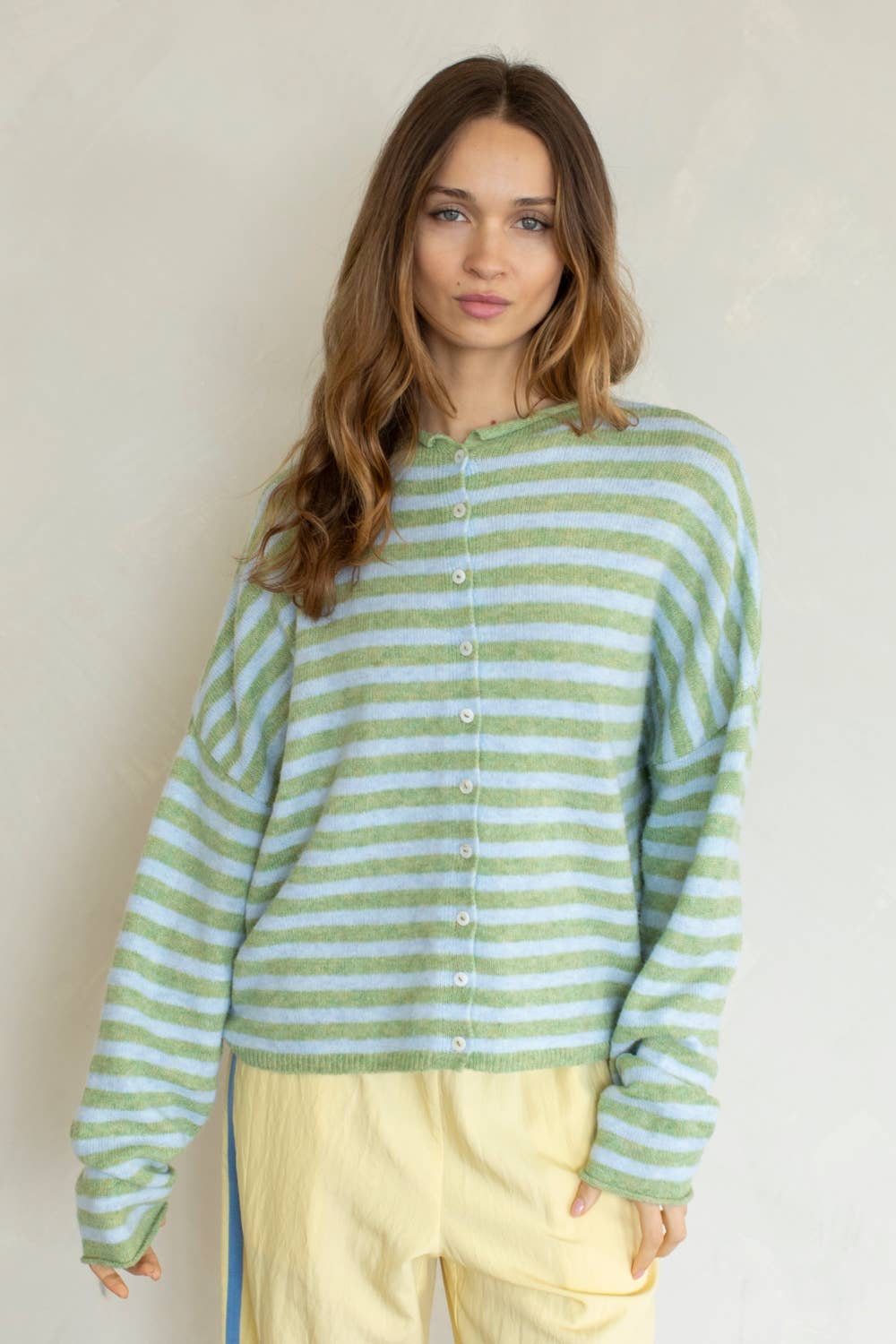 Matcha Striped Piper Cardigan