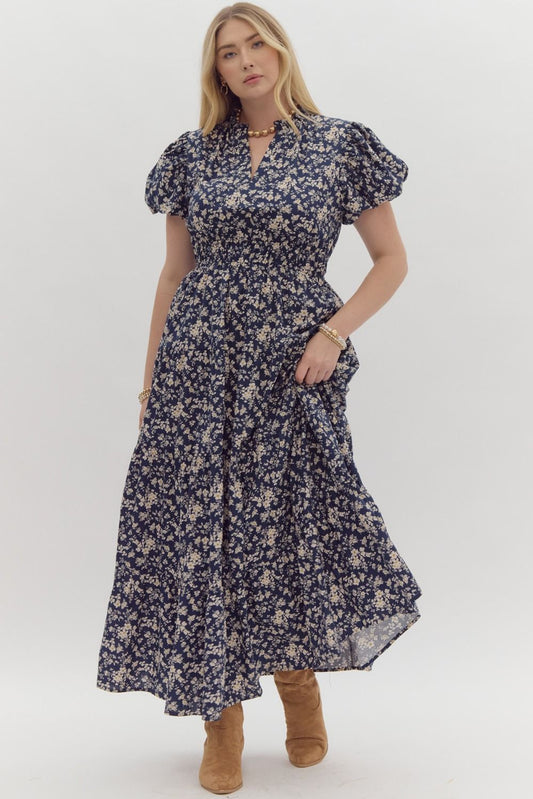 Navy Floral Maxi Dress