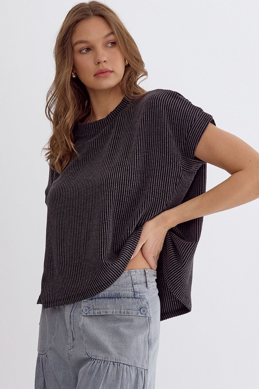 Lauren Charcoal Top