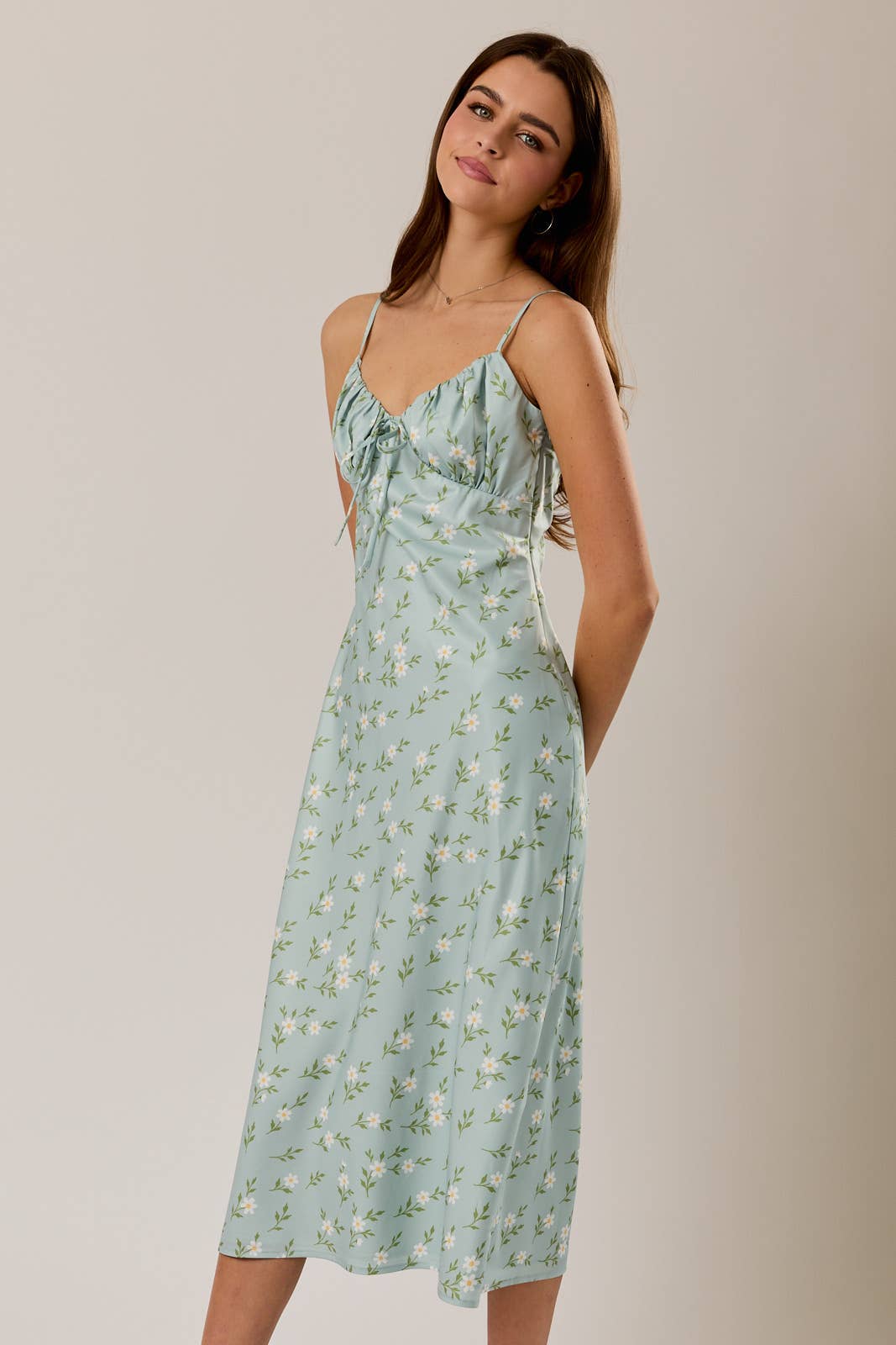Mint Floral Midi Dress