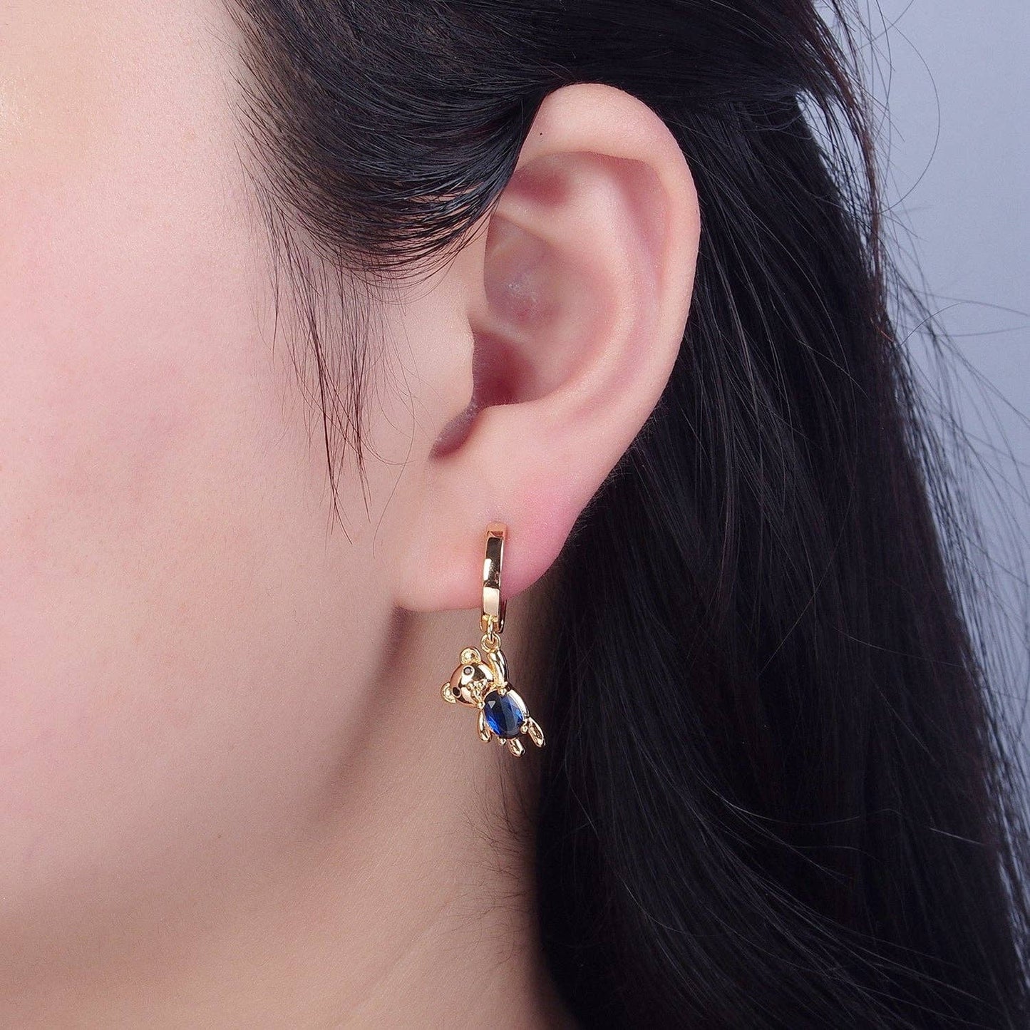 Gold Filled Teddy Bear Huggie Earring