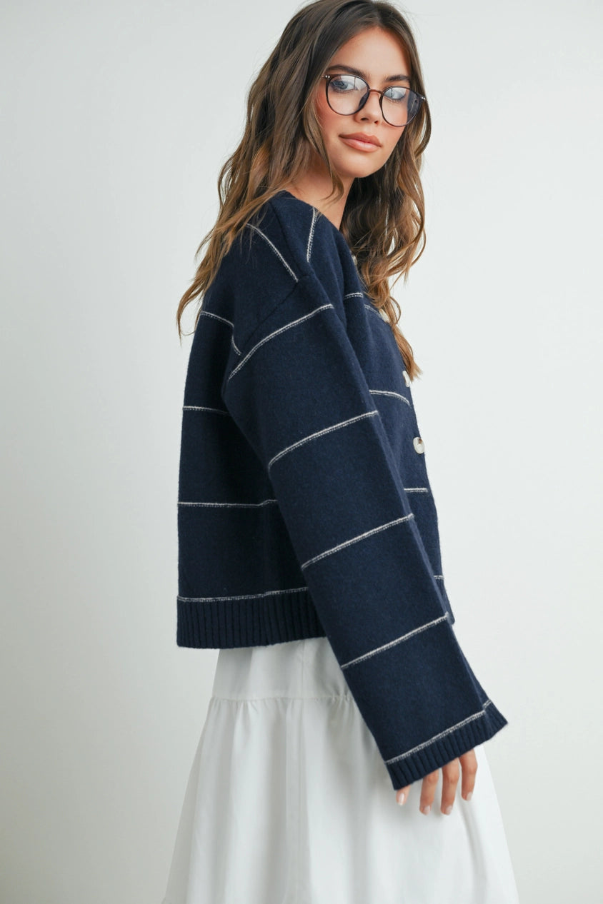 Navy Button Cardigan